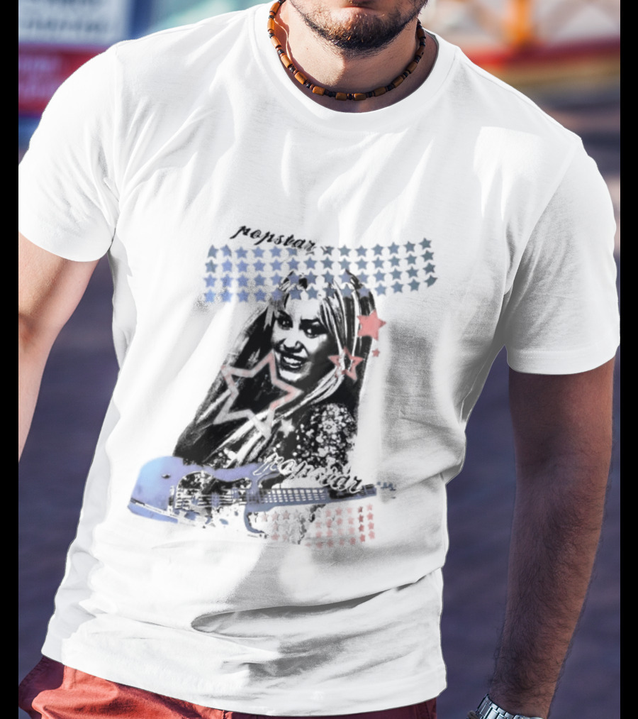 Miley Cyrus Hannah Montana Stars Guitar American Flag T-Shirt