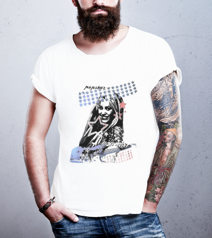 Miley Cyrus Hannah Montana Stars Guitar American Flag T-Shirt