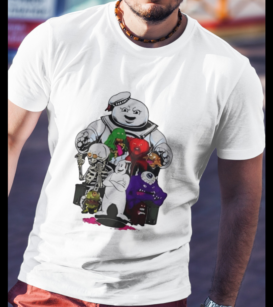 Stay Puft Marshmallow Man Ghostbusters Monster Group Characters T-Shirt