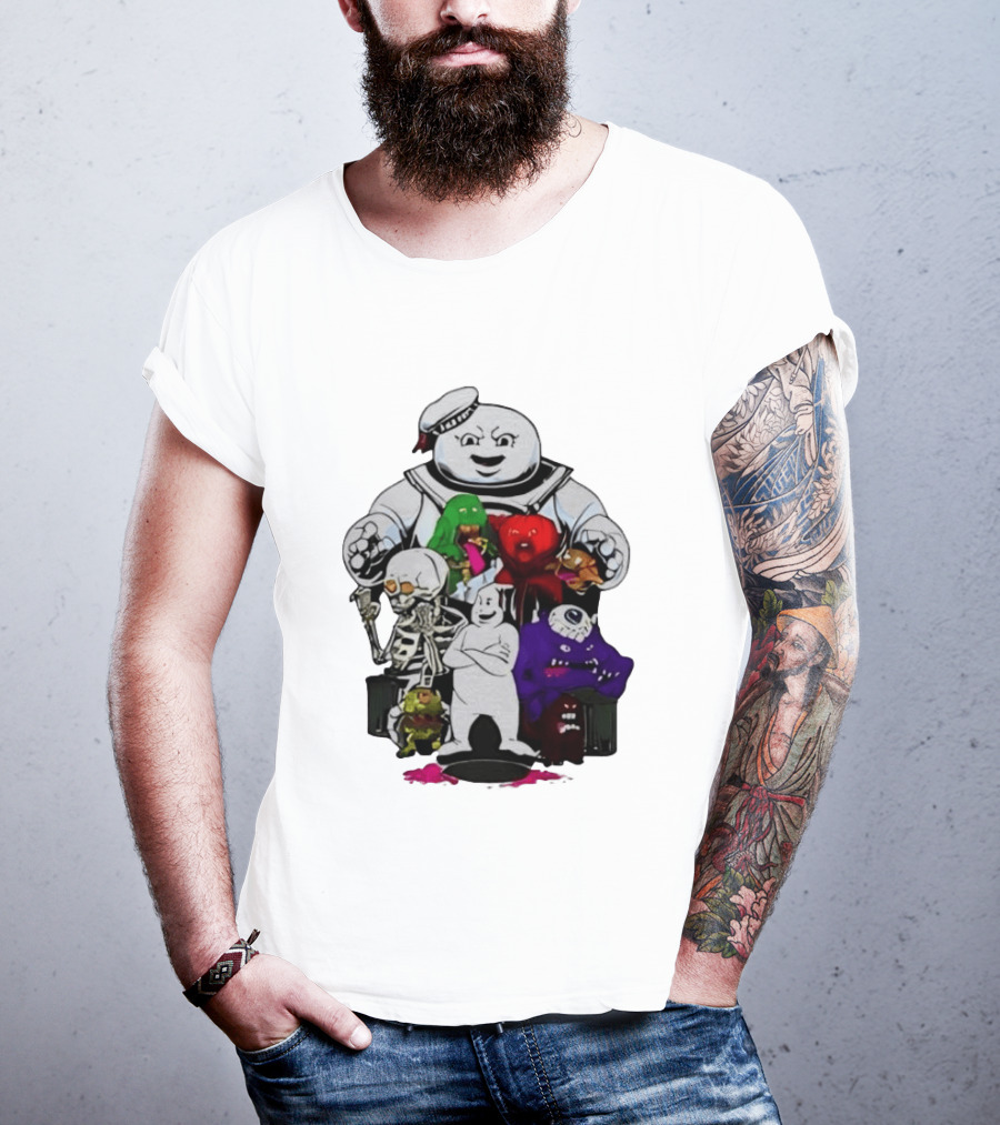 Stay Puft Marshmallow Man Ghostbusters Monster Group Characters T-Shirt