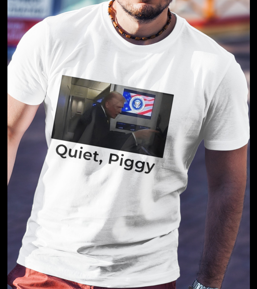 Quiet Piggy Presidential Seal Airplane Scene T-Shirt