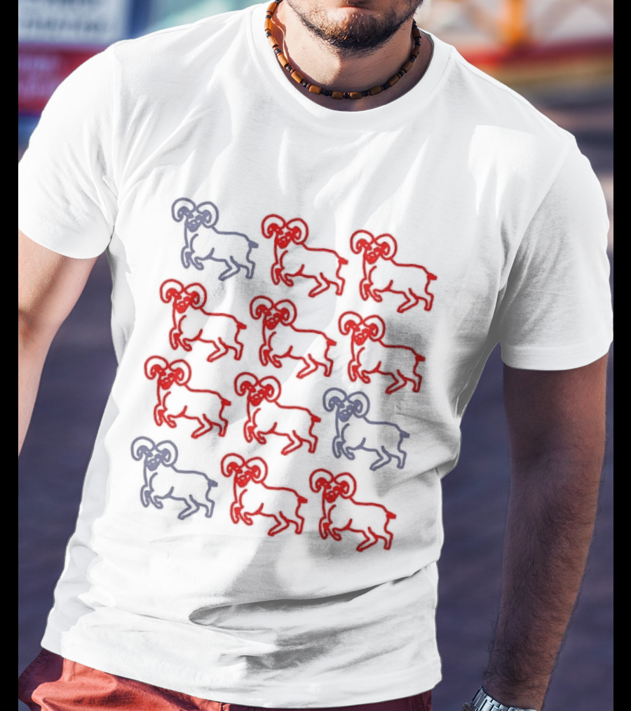 Ram Zodiac Aries Red Blue T-Shirt