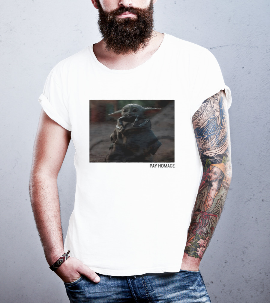 Pay Homage Grogu The Mandalorian Star Wars Iconic Baby Yoda T-Shirt