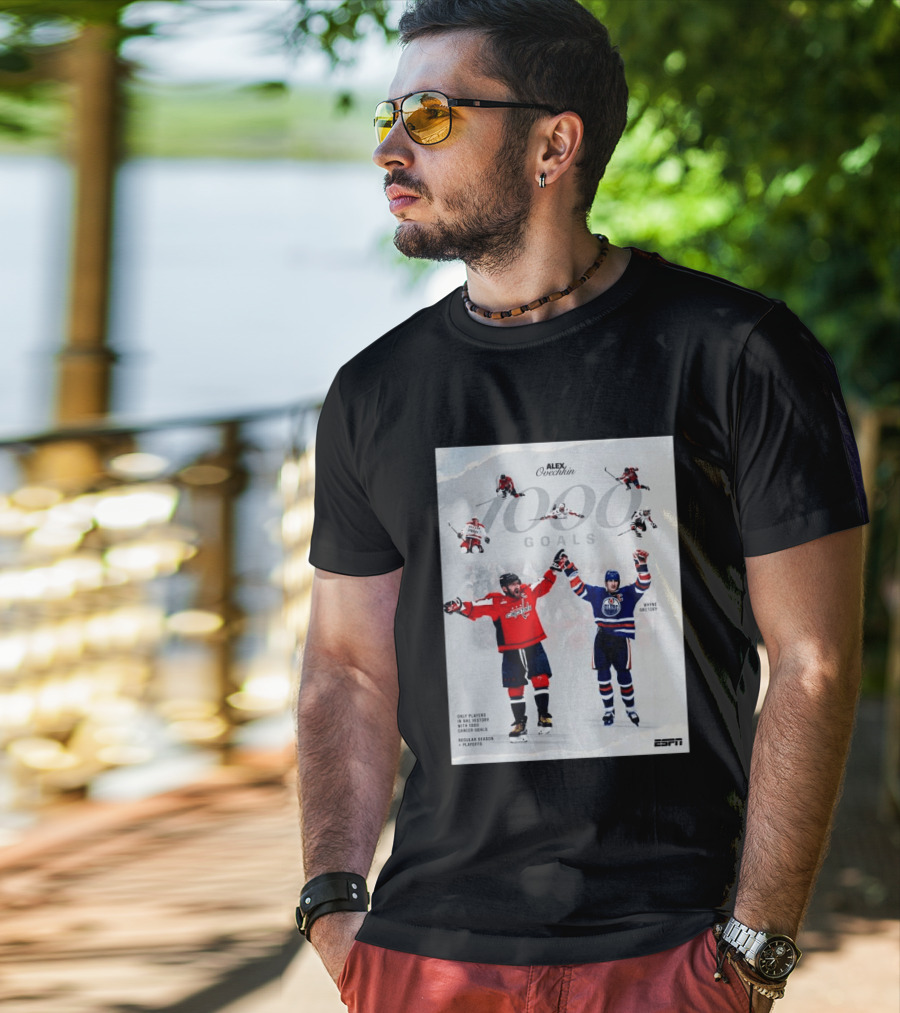 Alex Ovechkin Wayne Gretzky 1000 Goals NHL History ESPN Regular Season Playoffs T-Shirt
