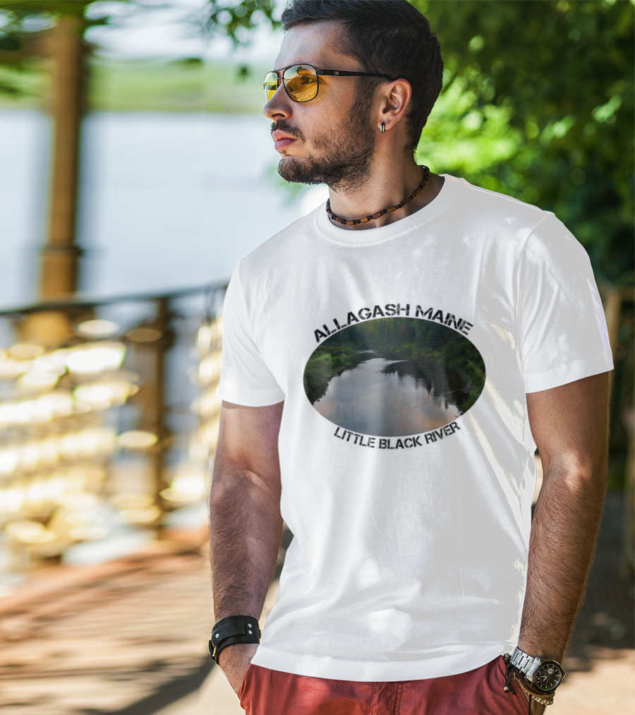 Allagash Maine Little Black River Scenic Photography Oval Frame Landscape T-Shirt
