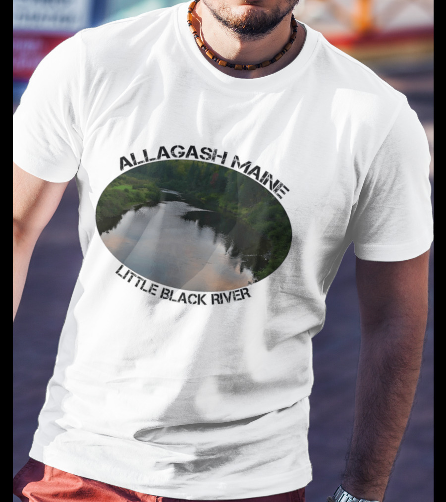 Allagash Maine Little Black River Scenic Photography Oval Frame Landscape T-Shirt