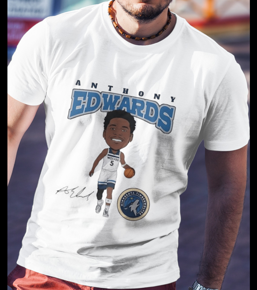 Anthony Edwards Wolves 5 Minnesota Timberwolves Basketball Player T-Shirt