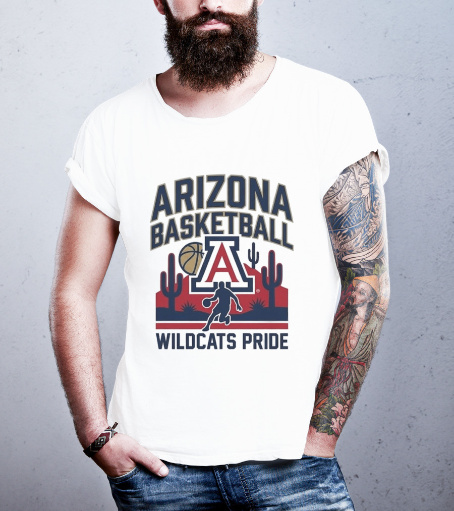 Arizona Wildcats Basketball Pride Cactus And Player T-Shirt