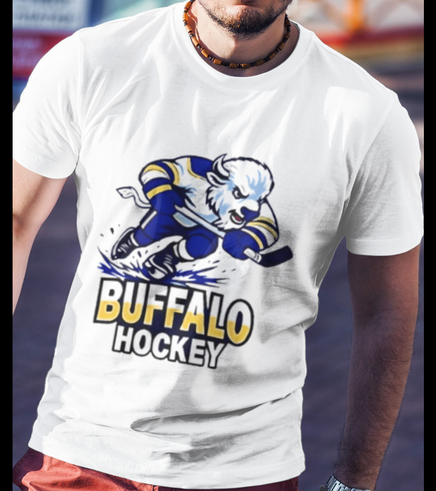Buffalo Hockey Charging Bison Dynamic Action Sports Team Gear T-Shirt