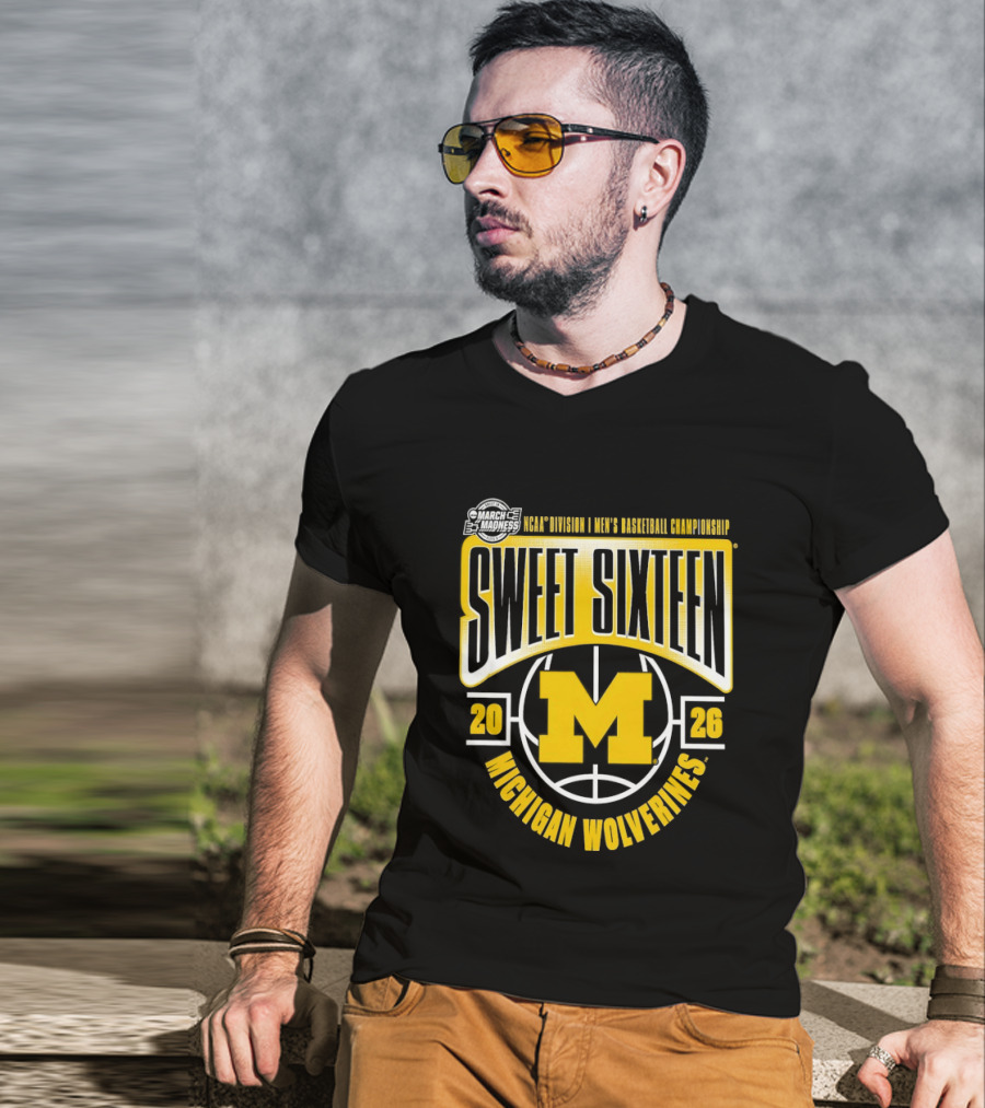 NCAA Men's Basketball Championship Sweet Sixteen 2026 Michigan Wolverines T-Shirt