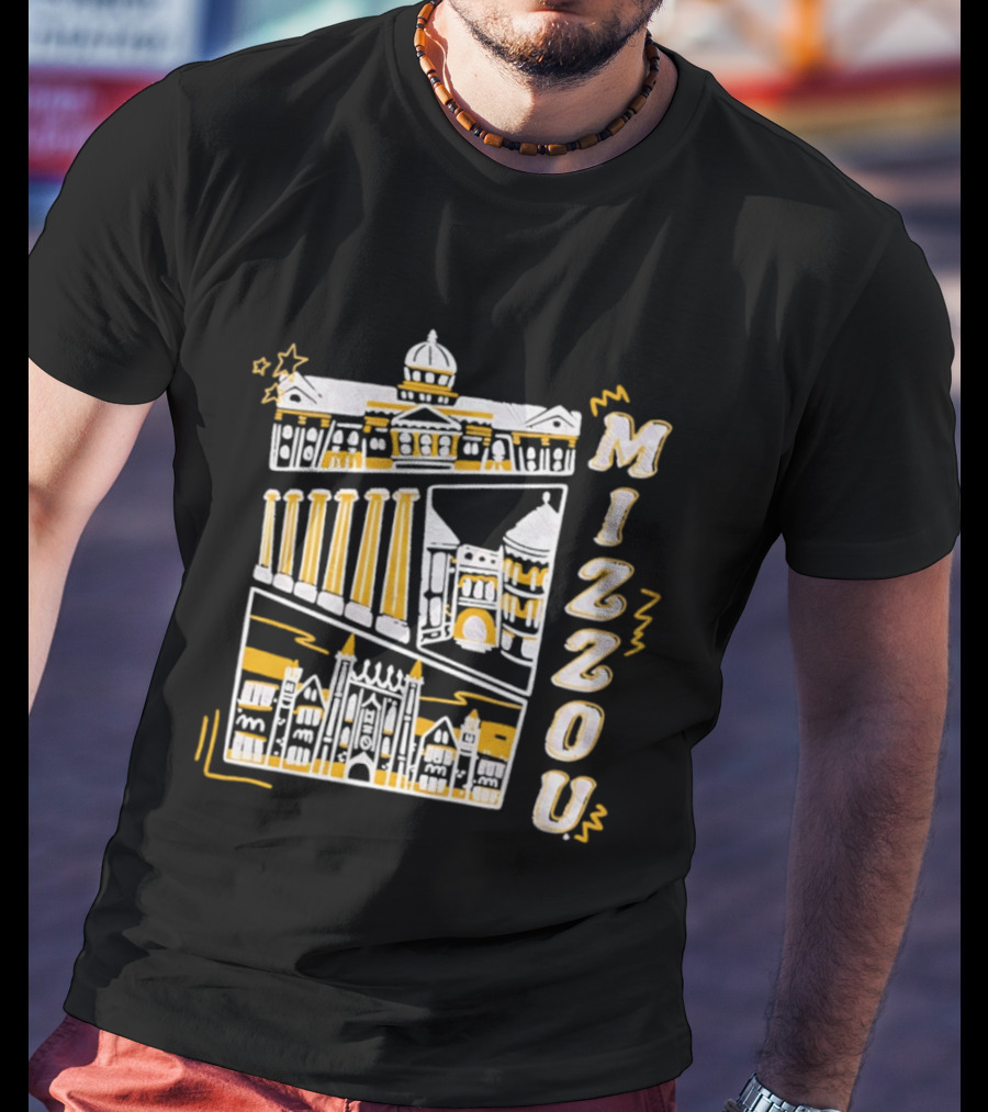Mizzou University Of Missouri Iconic Columns Campus Architecture Sketch T-Shirt