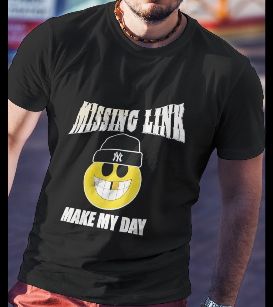 New York Yankees Missing Link Make My Day Smiley Face T-Shirt
