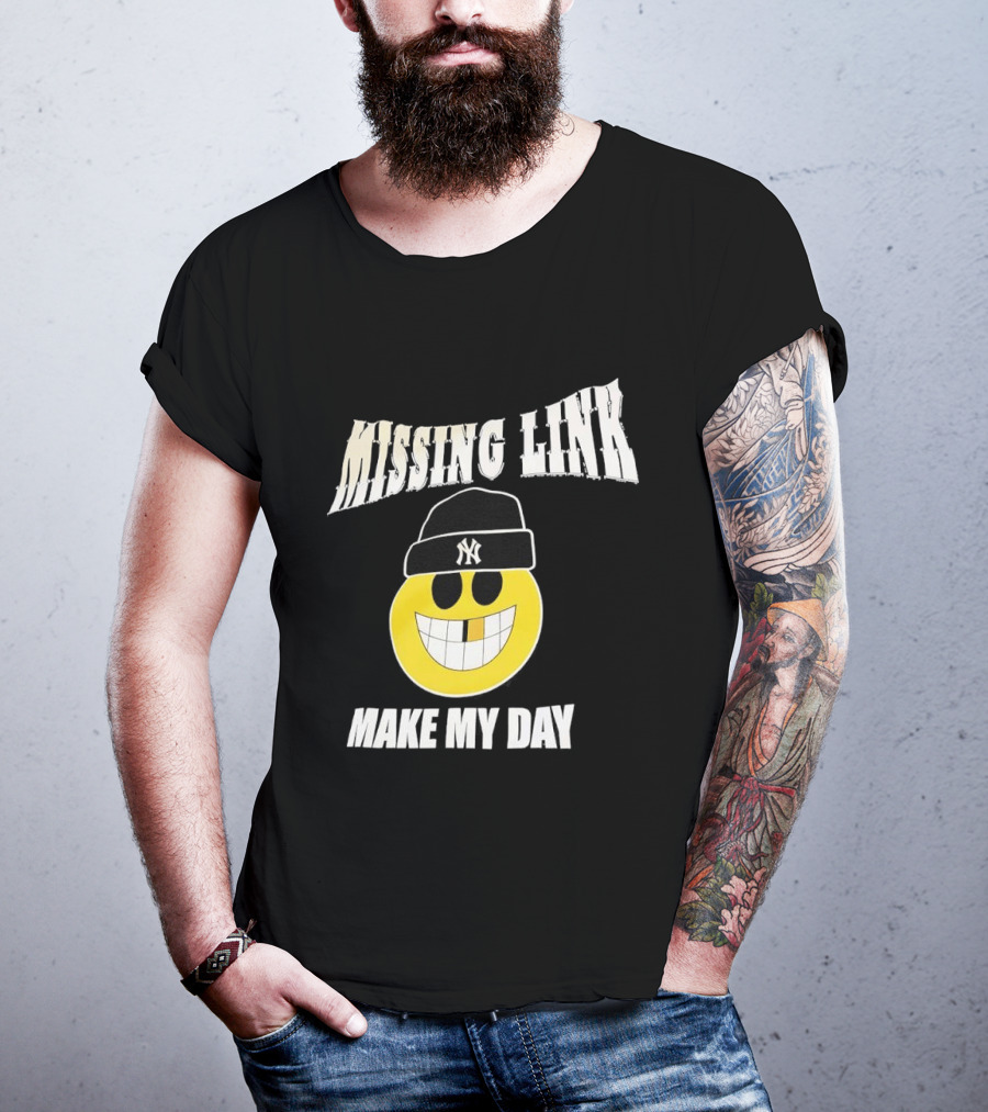 New York Yankees Missing Link Make My Day Smiley Face T-Shirt