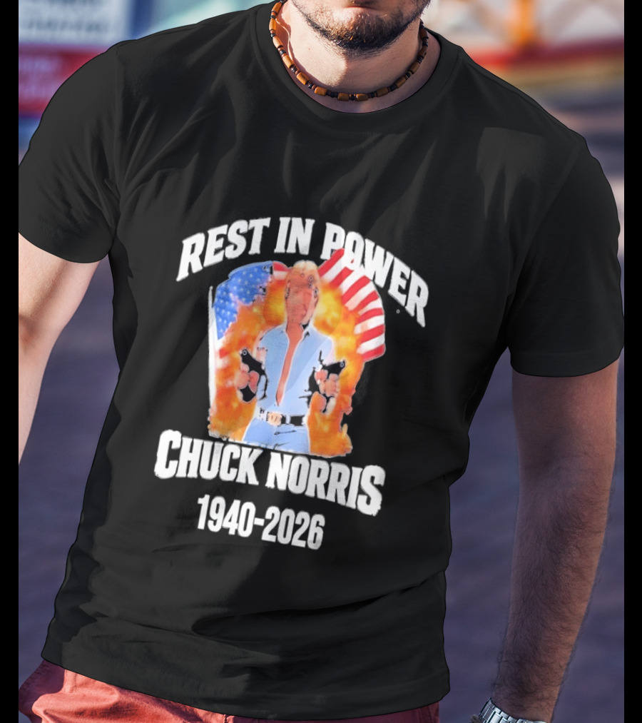 Rest In Power Chuck Norris 1940 2026 American Flag T-Shirt