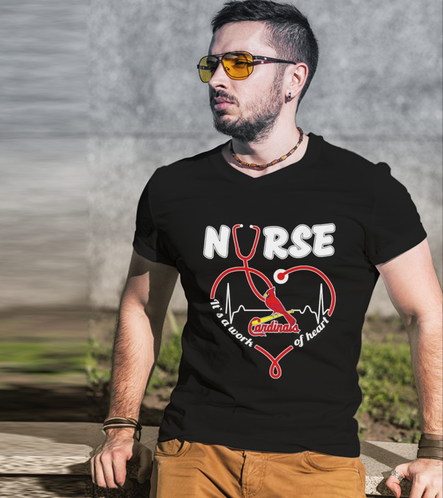 St. Louis Cardinals Nurse Heart Stethoscope Baseball Fan T-Shirt