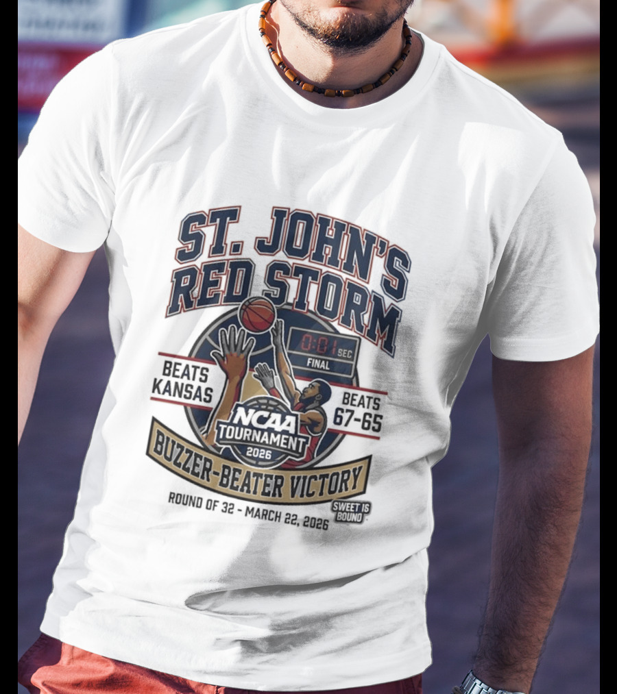 St. John's Red Storm Buzzer Beater Victory Over Kansas NCAA Tournament 2026 T-Shirt