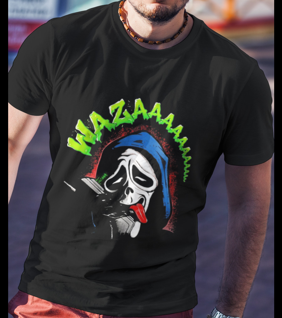 Scary Movie Ghostface Wazaaa Scream Mask Colorful Expression T-Shirt