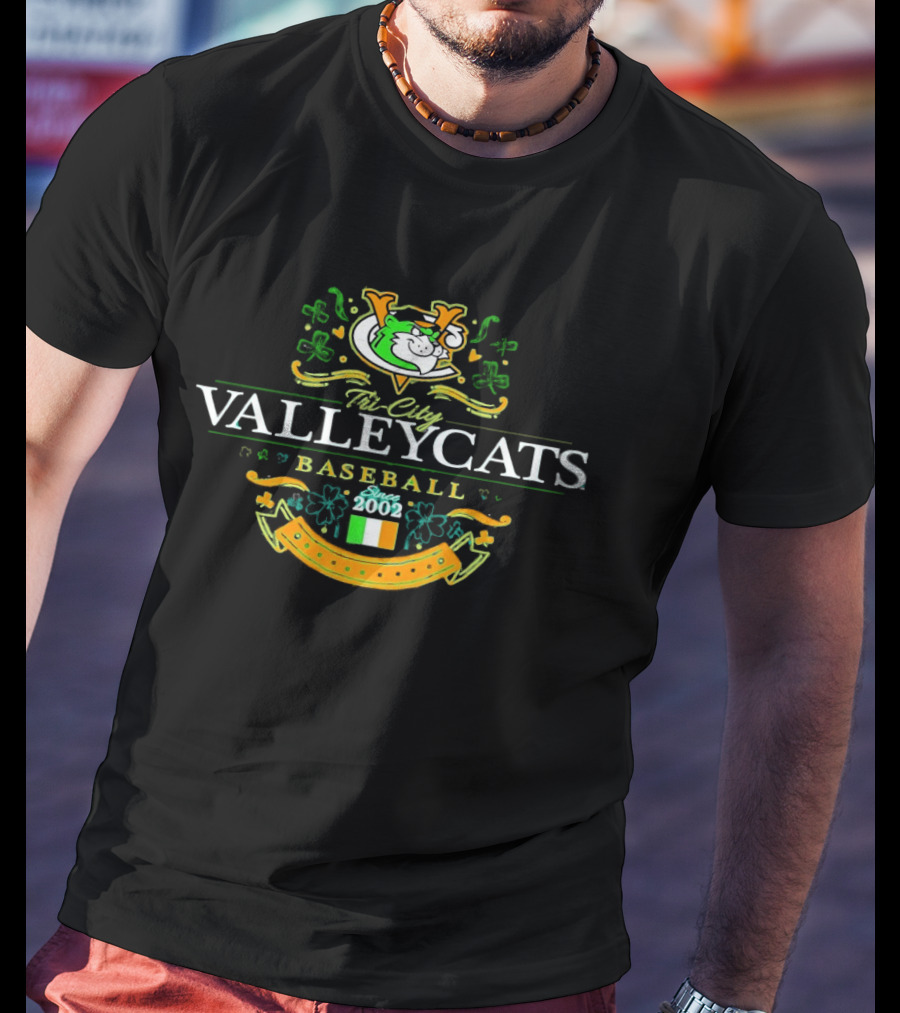 Tri City ValleyCats Baseball Since 2002 St. Patrick's Day Irish Flag Shamrock T-Shirt