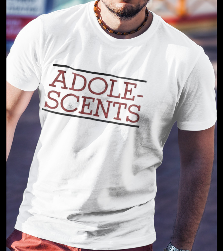 ADOLESCENTS Red Text Bold Font T-Shirt