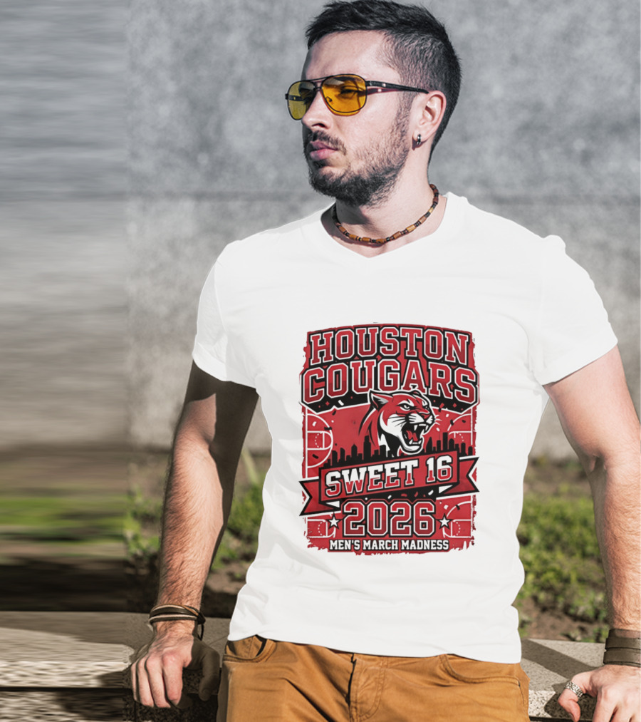 Houston Cougars 2026 NCAA Sweet 16 March Madness City Skyline T-Shirt