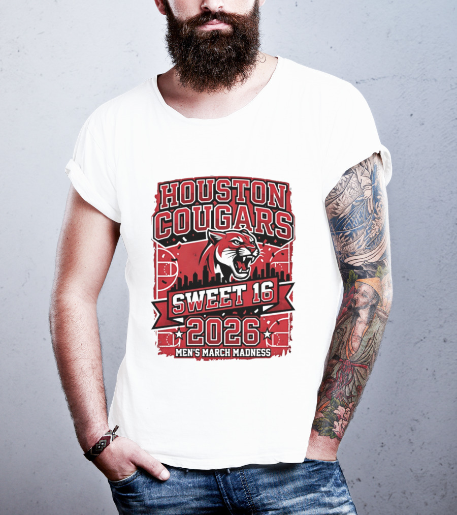 Houston Cougars 2026 NCAA Sweet 16 March Madness City Skyline T-Shirt