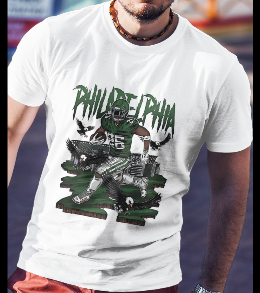 Philadelphia Eagles Running Back With Eagles T-Shirt