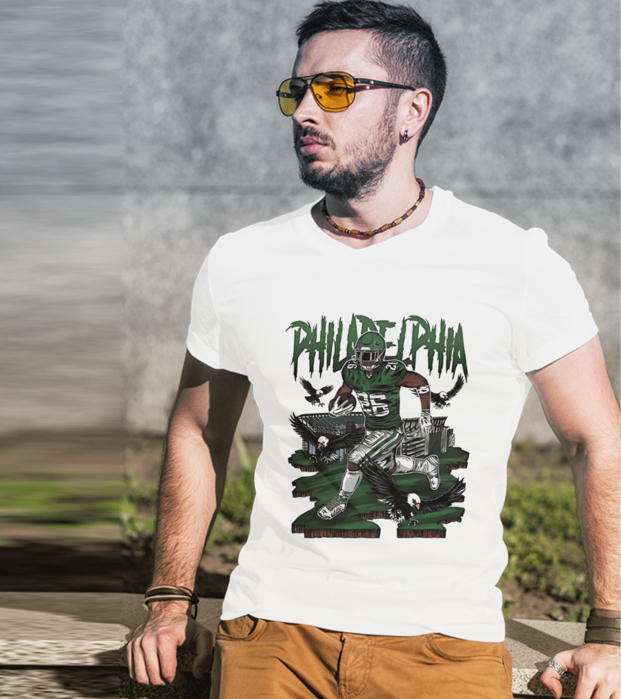 Philadelphia Eagles Running Back With Eagles T-Shirt