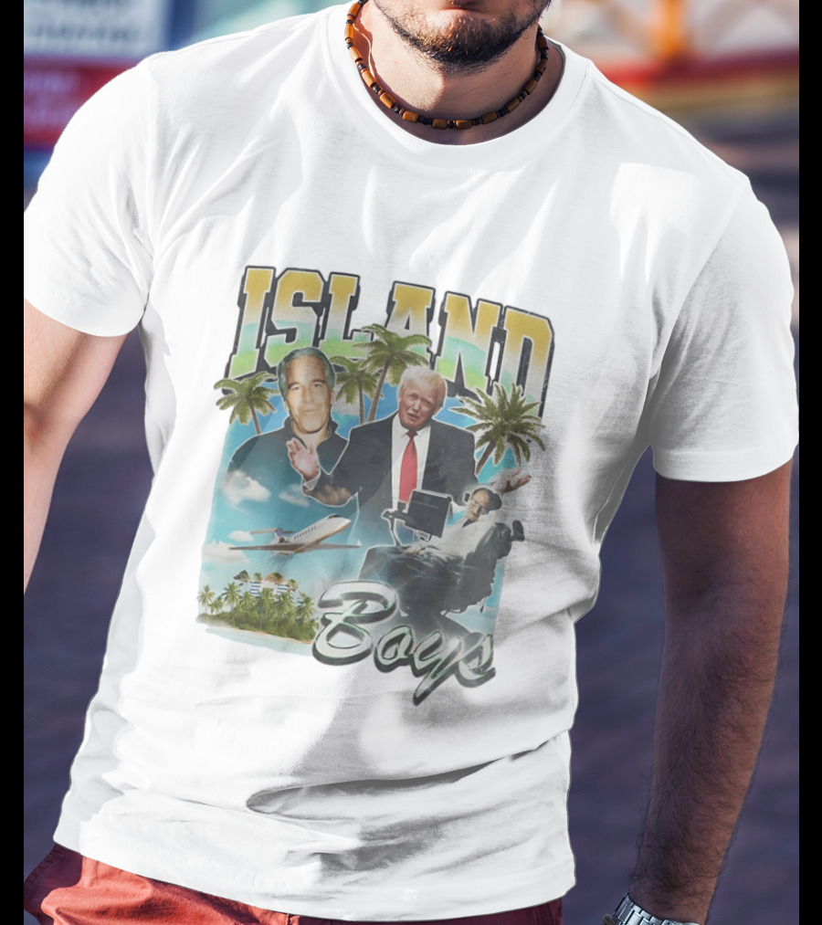Donald Trump Jeffrey Epstein Island Boys Palm Trees Airplane T-Shirt