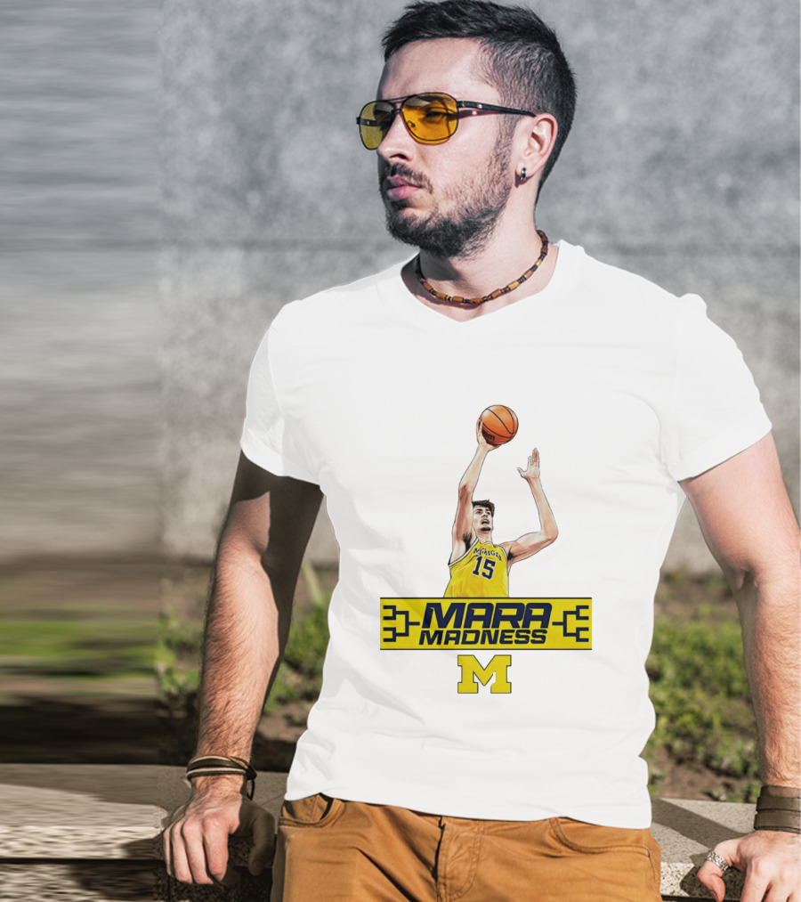 Mara Madness University Of Michigan Basketball Aday Mara Number 15 T-Shirt