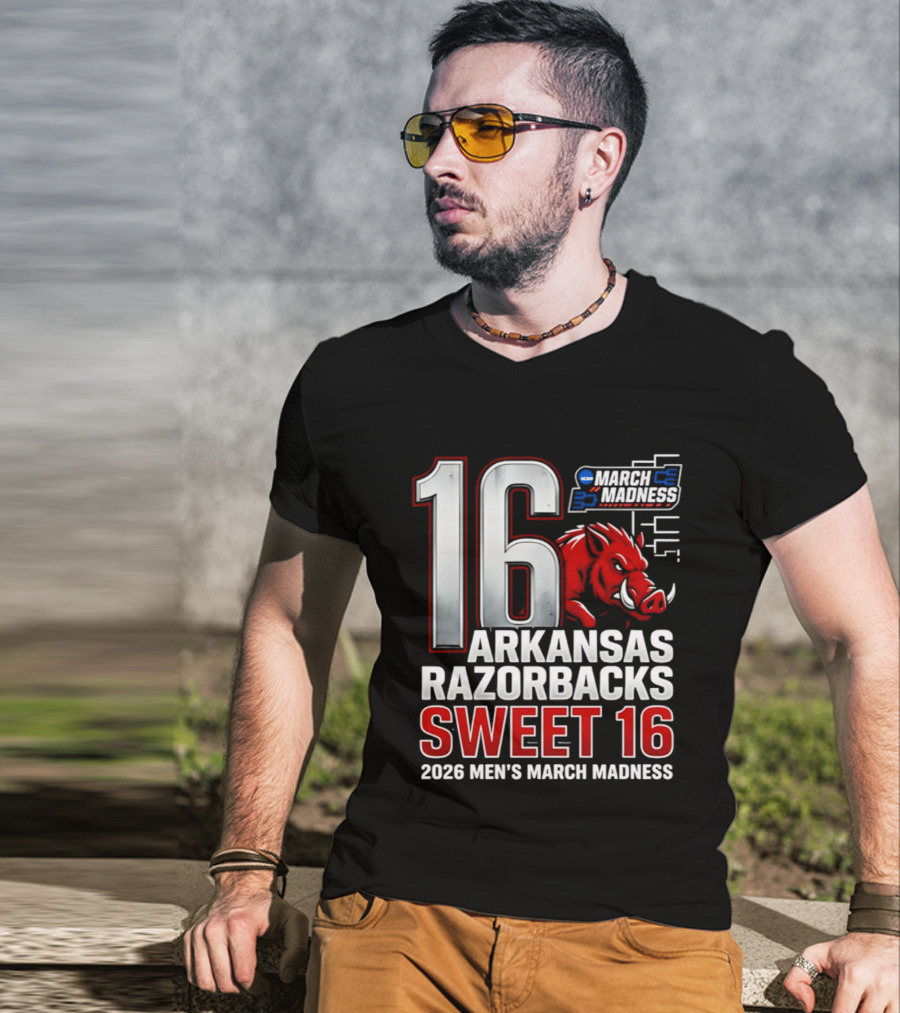 Arkansas Razorbacks Sweet 16 2026 Men's March Madness Tournament T-Shirt