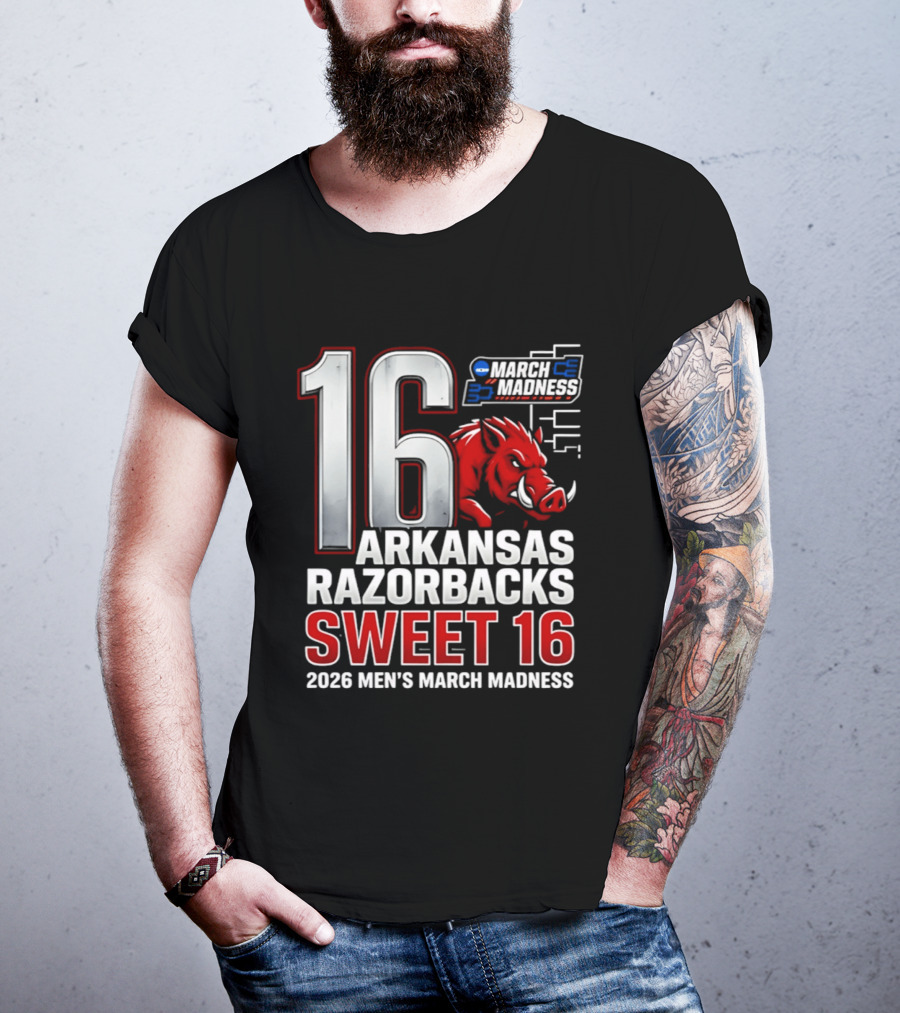 Arkansas Razorbacks Sweet 16 2026 Men's March Madness Tournament T-Shirt