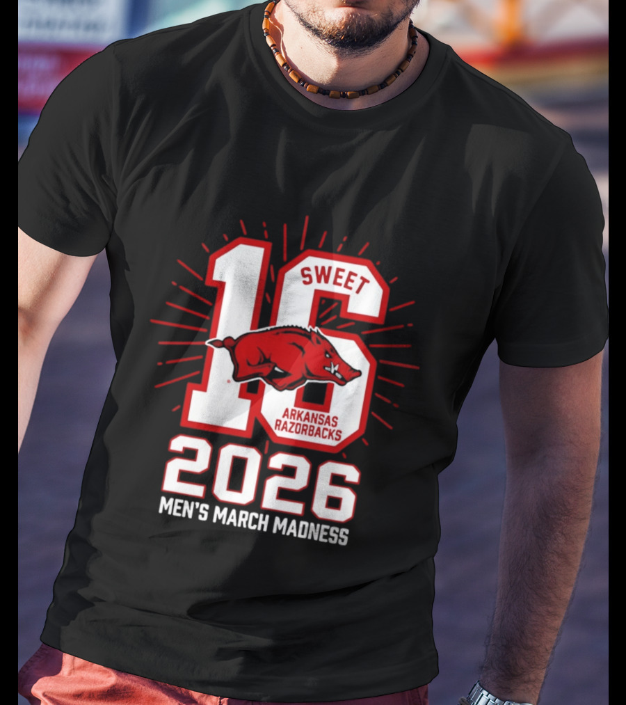 Arkansas Razorbacks Sweet 16 2026 Men's March Madness T-Shirt