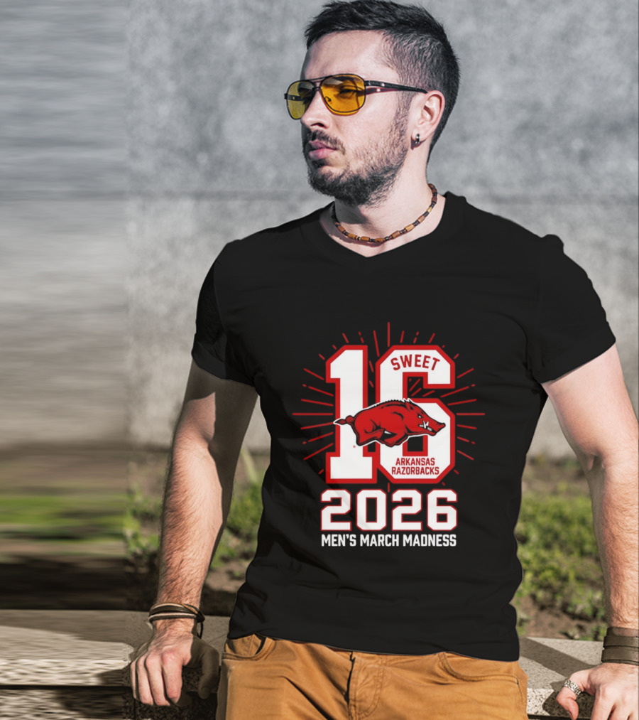 Arkansas Razorbacks Sweet 16 2026 Men's March Madness T-Shirt