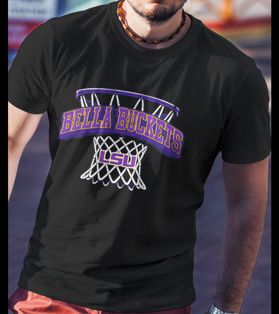 Bella Hines LSU Tigers Bella Buckets Basketball Net T-Shirt