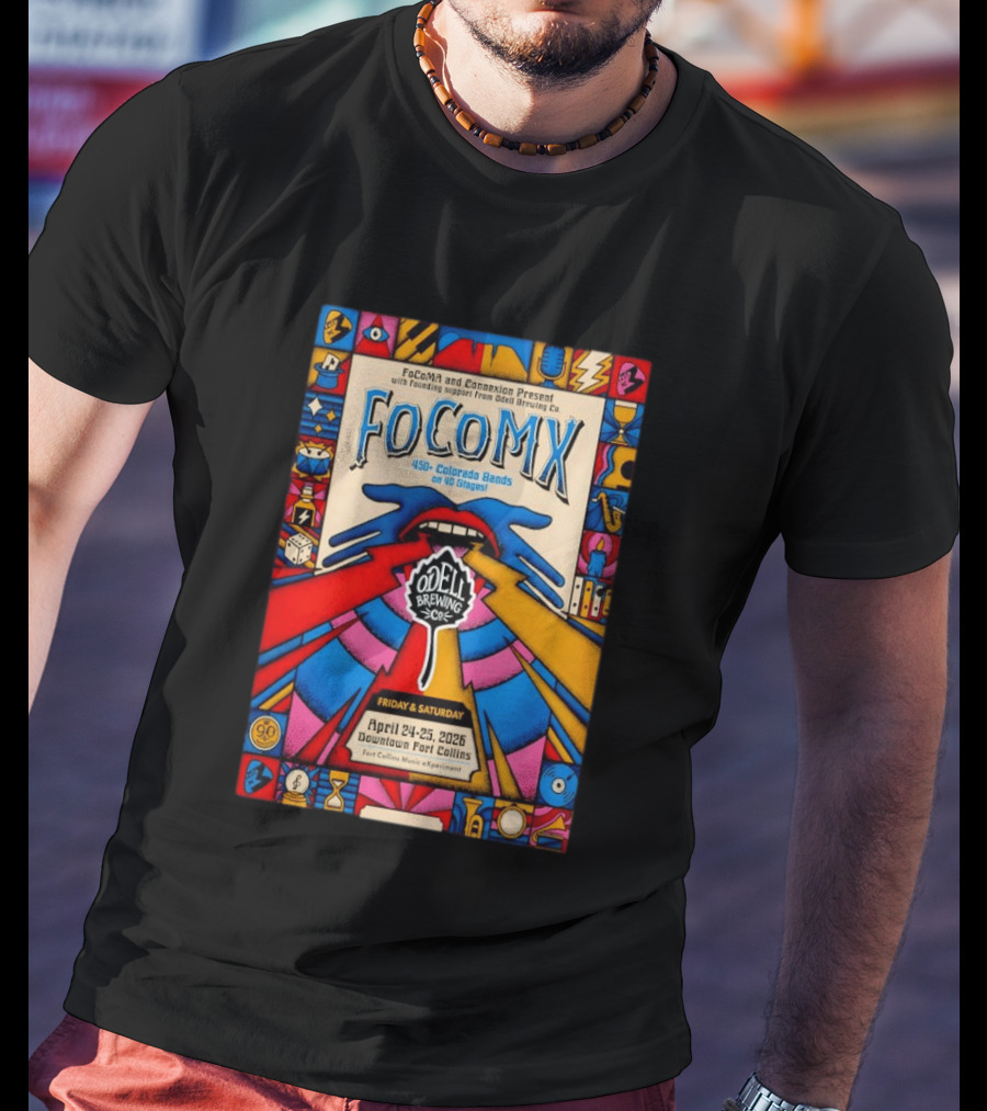 FoCoMX 450 Colorado Bands April 24 25 2026 Downtown Fort Collins Odell Brewing Co T-Shirt