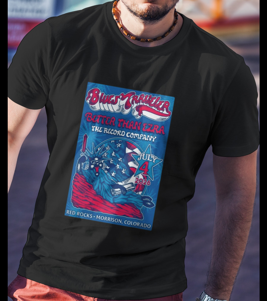 Blues Traveler Better Than Ezra The Record Company July 4 2026 Red Rocks Morrison Colorado T-Shirt