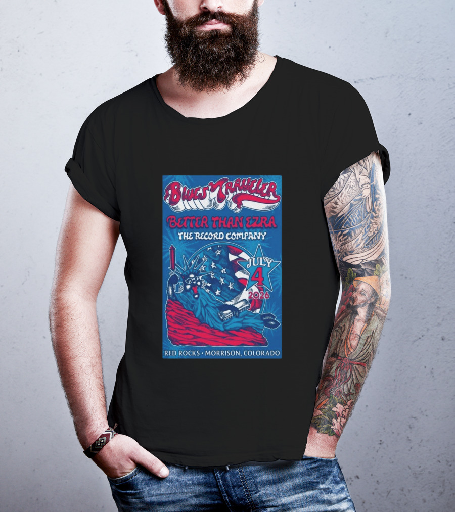 Blues Traveler Better Than Ezra The Record Company July 4 2026 Red Rocks Morrison Colorado T-Shirt