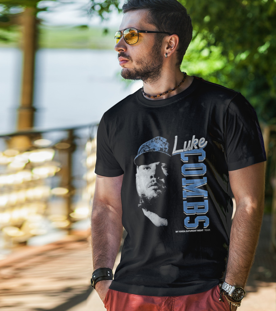 Luke Combs My Kinda Saturday Night Tour Hat And Bearded Face T-Shirt