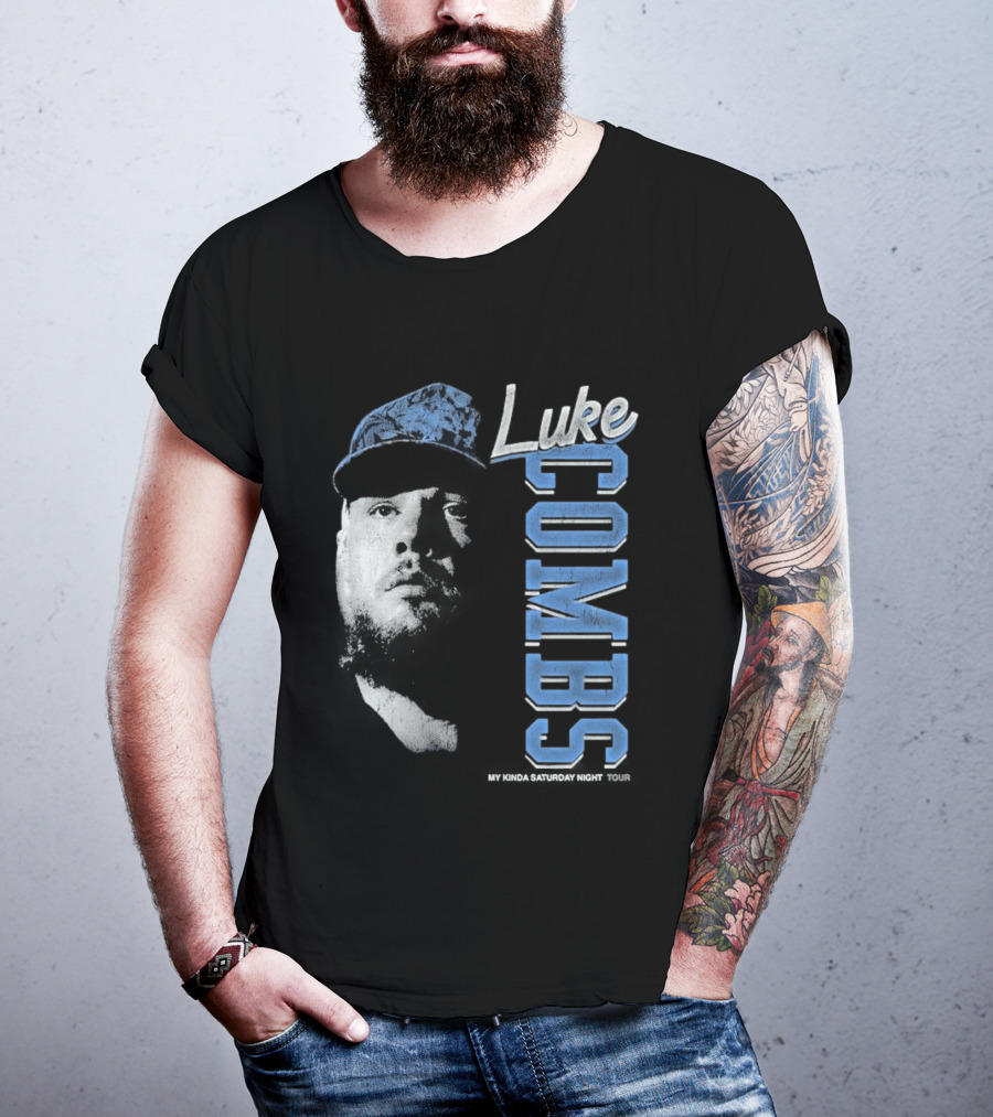 Luke Combs My Kinda Saturday Night Tour Hat And Bearded Face T-Shirt