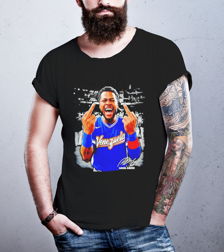 Maikel Garcia Venezuela 2026 MVP Middle Finger Baseball Team T-Shirt