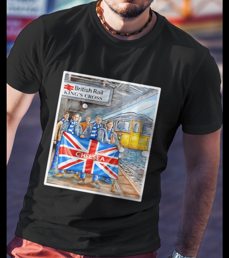 British Rail King's Cross Chelsea Flag Football Fans T-Shirt