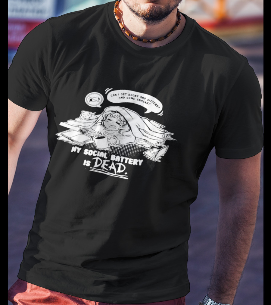 My Social Battery Is Dead Exhausted Comic Style Pop Art Naptime T-Shirt
