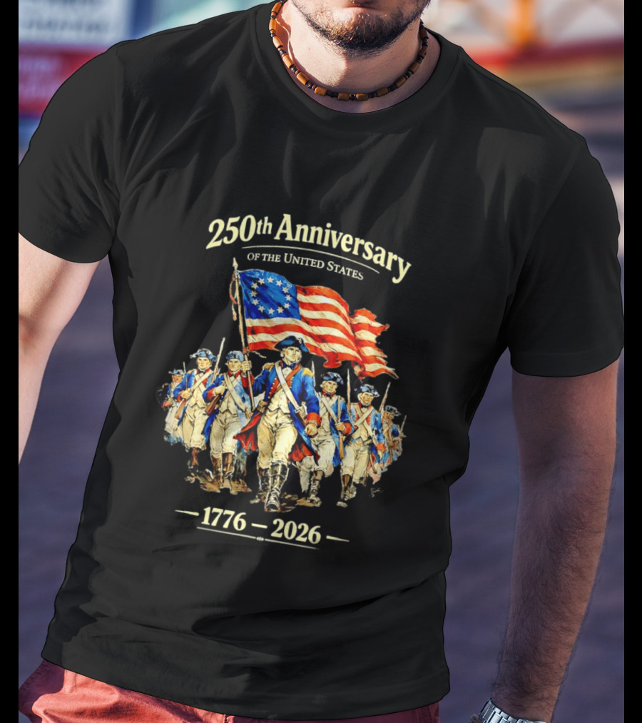 250th Anniversary American Patriots Holding Flag 1776 2026 T-Shirt