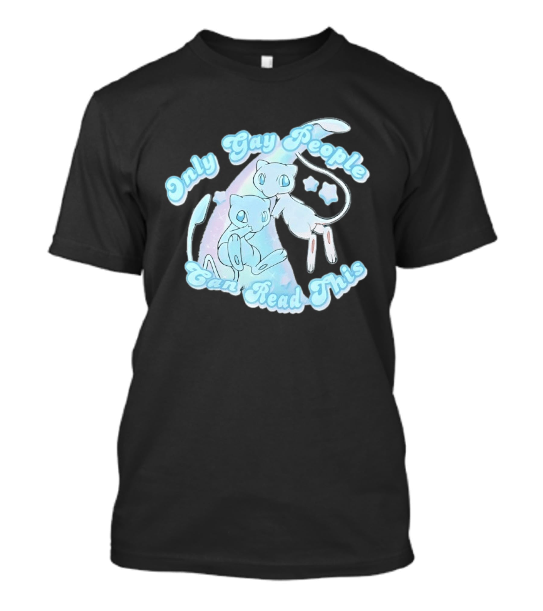 Pokemon Mew Only Gay People Can Read This Stars Retro Rainbow T-Shirt
