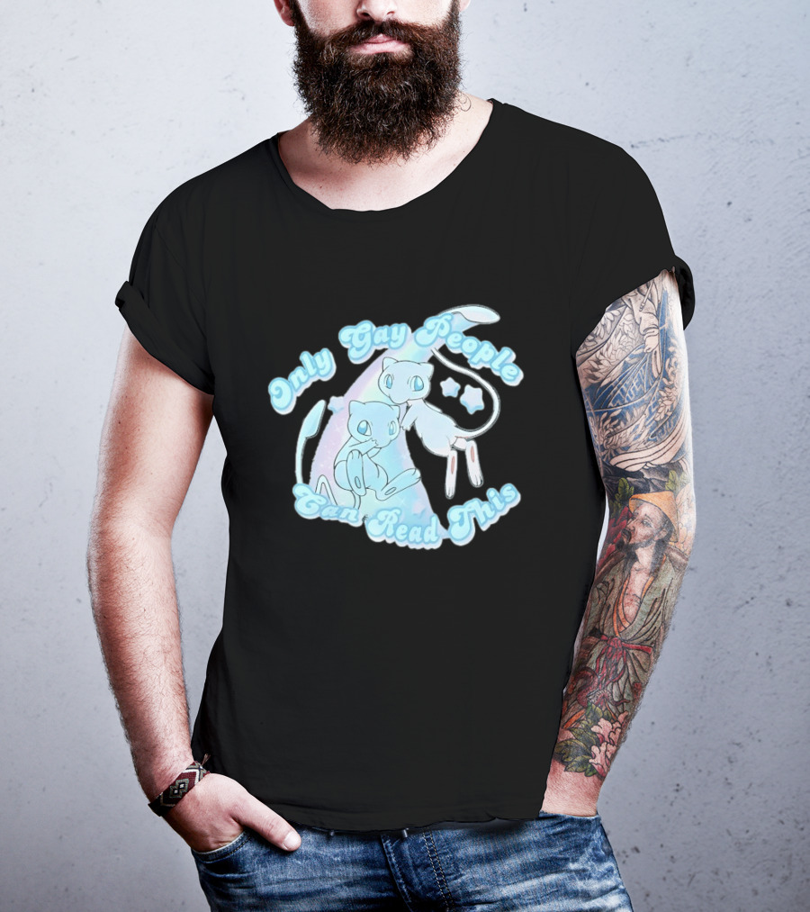 Pokemon Mew Only Gay People Can Read This Stars Retro Rainbow T-Shirt