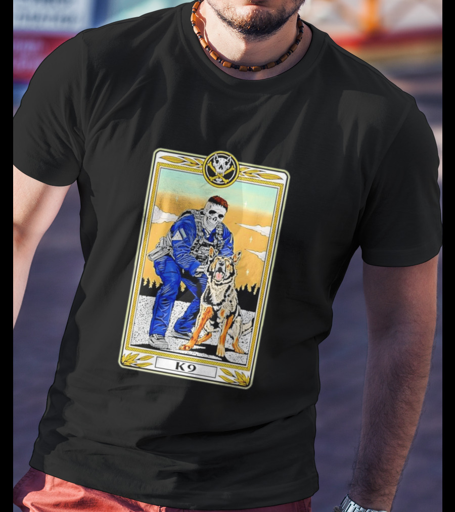 K9 Skull Masked Officer And German Shepherd Duo T-Shirt