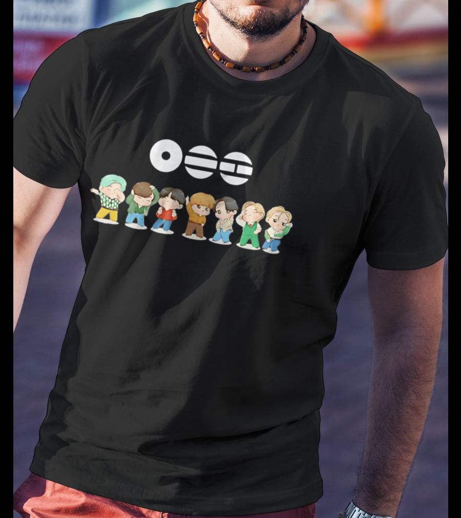 BTS Chibi Characters With Cute Expressions And BTS T-Shirt