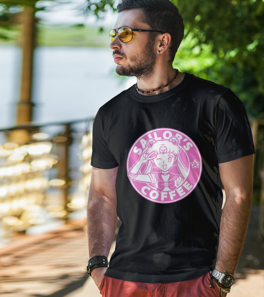 Sailor's Coffee Pink Winking Moon T-Shirt