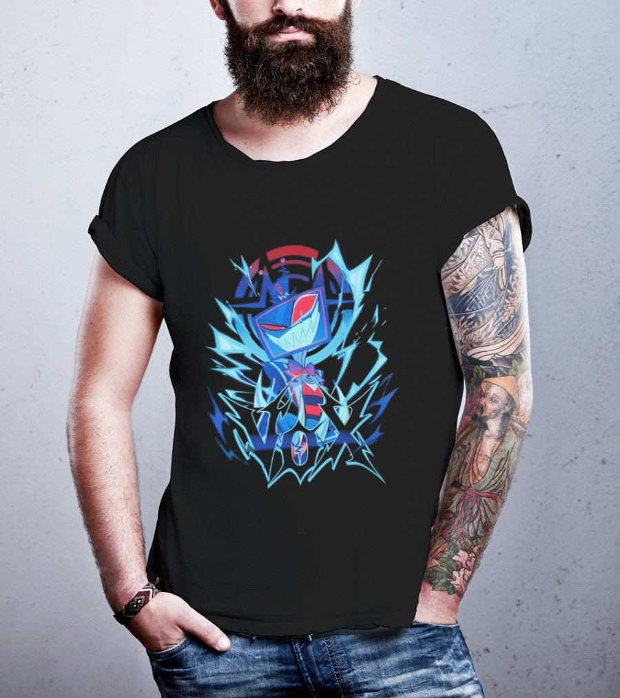 Vox Hazbin Hotel Overlord Character With Glitching Television Head And Electricity T-Shirt