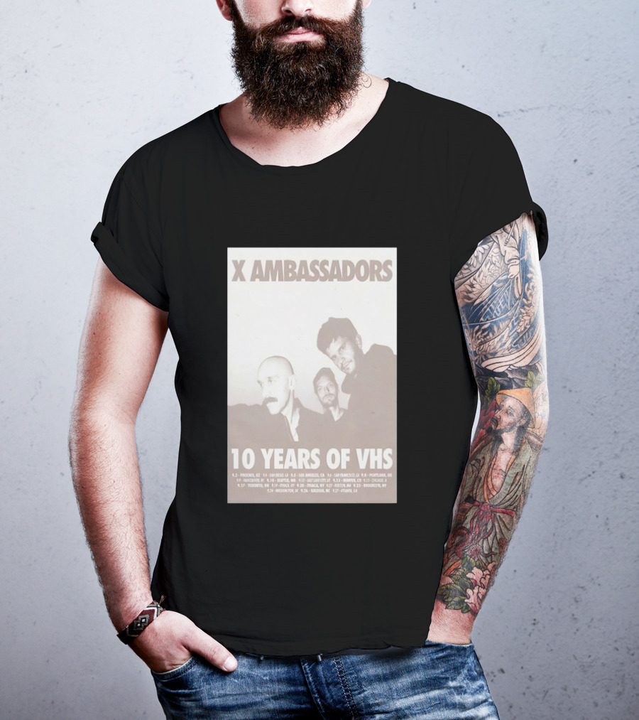 X Ambassadors 10 Years Of VHS Tour 2025 US Cities T-Shirt